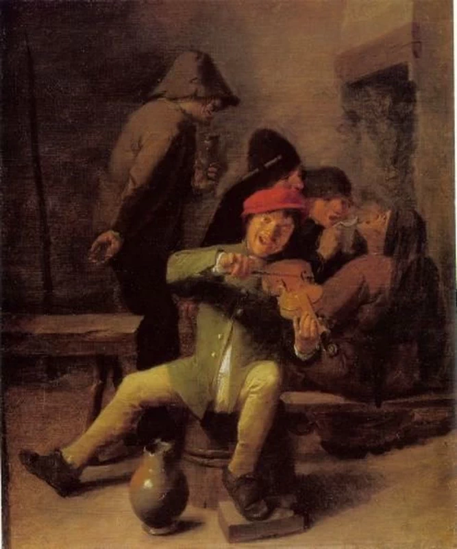 Gruppo di contadini con violinista in un interno - Alte Pinakothek, Monaco di Baviera